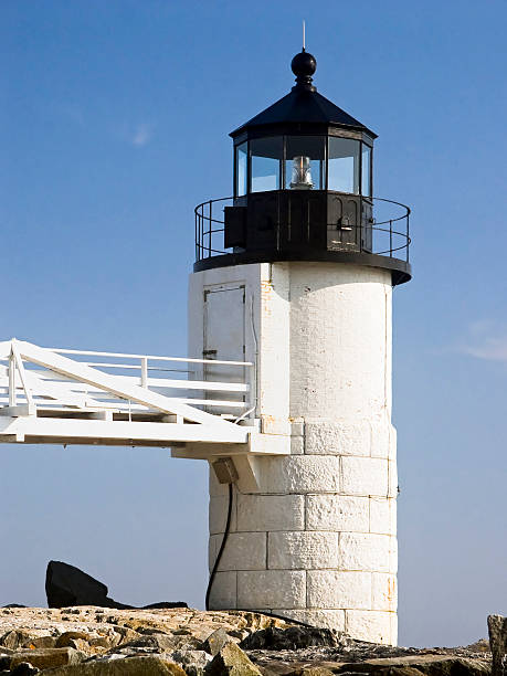 marschall point lighthouse - lighthouse maine beacon marshall point lighthouse stock-fotos und bilder