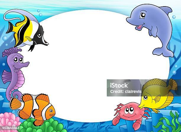 Round Frame With Tropical Fishes Stock Photo - Download Image Now - Anemonefish, Animal, Animal Fin