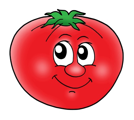 Smiling red tomato - color illustration.