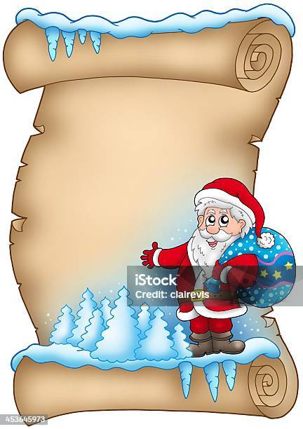 Winterpergament Mit Santa Claus 4 Stockfoto und mehr Bilder von Bastelarbeit - Bastelarbeit, Baum, Brief - Dokument