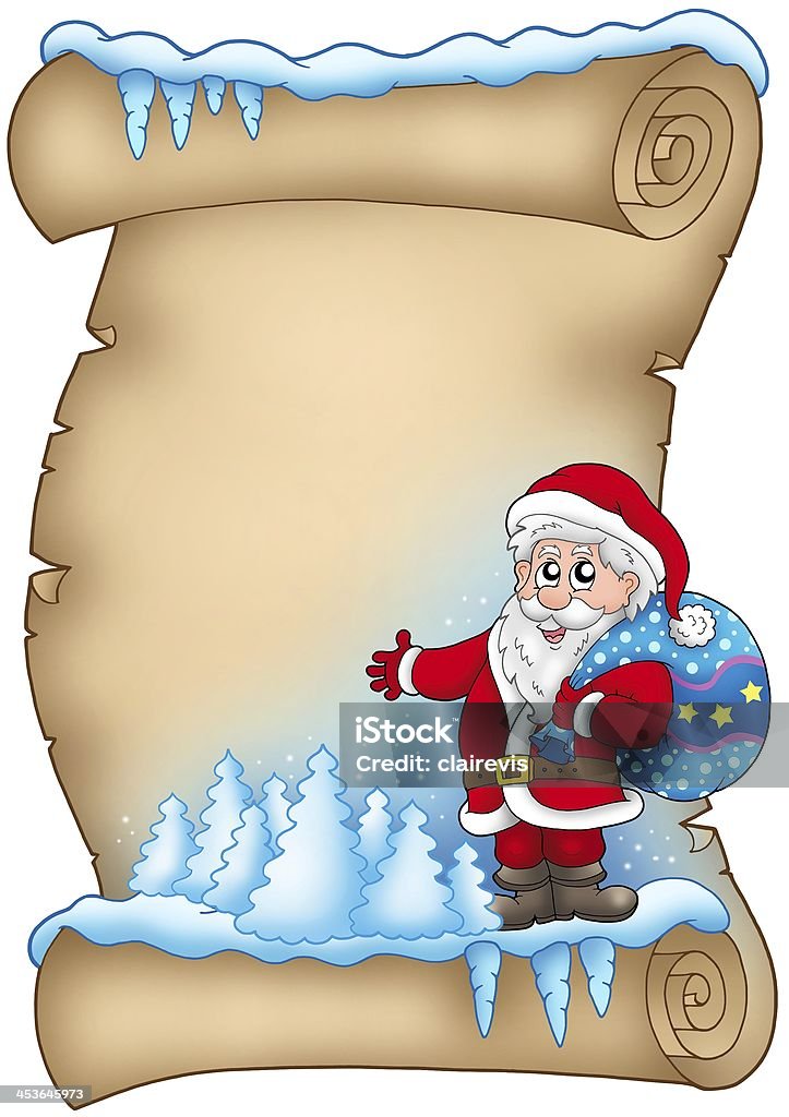 Winter parchment with Santa Claus 4 Winter parchment with Santa Claus 4 - color illustration. Adult Stock Photo