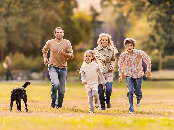 istock Family running in the park. 453646131