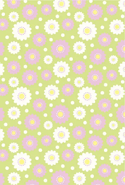 Vector illustration of Simple Daisy flower Polka Dot Pattern