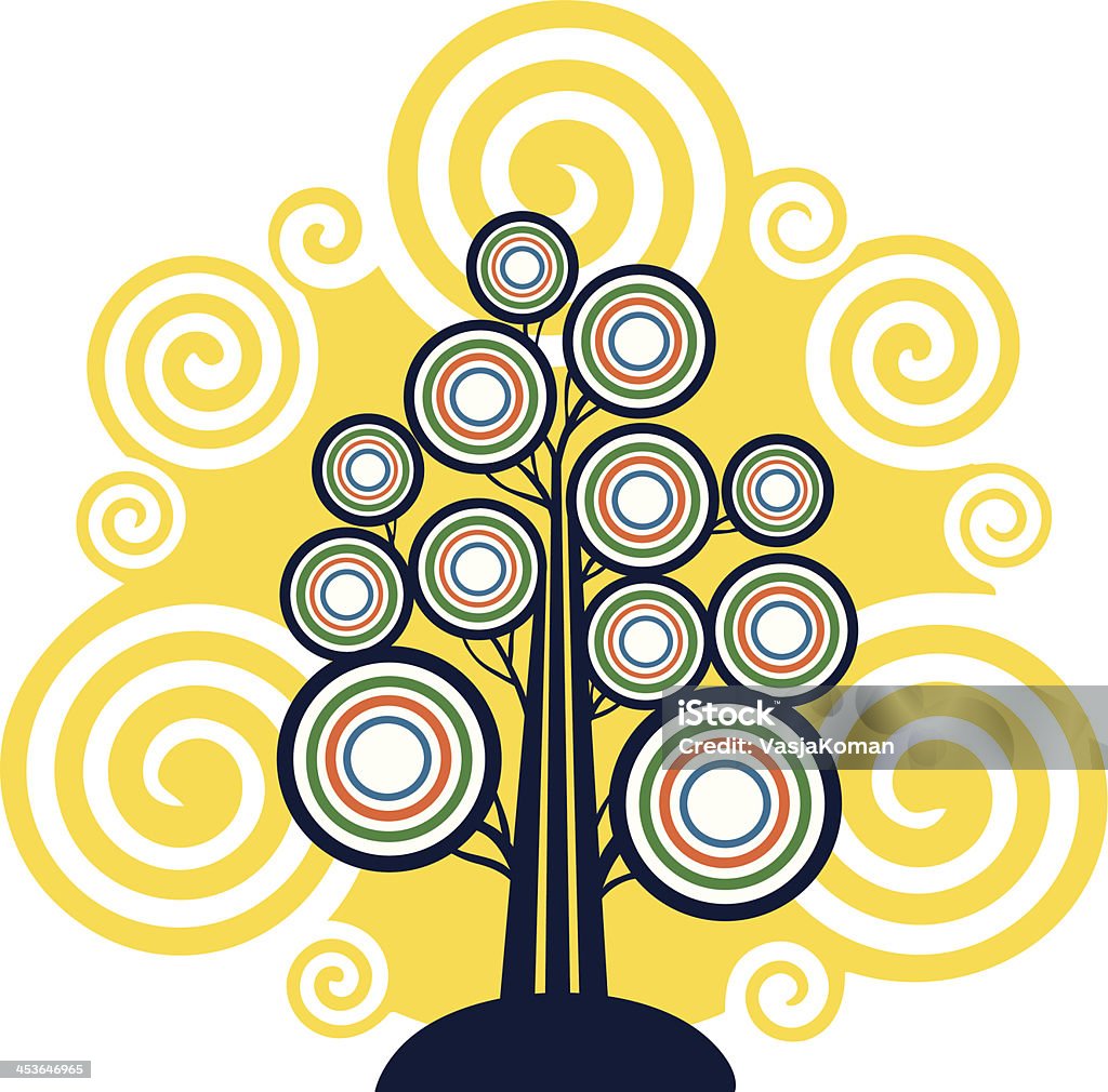 Circular Tree with Spirals Each image is placed on separate layer for easy editing.  Abstract stock vector