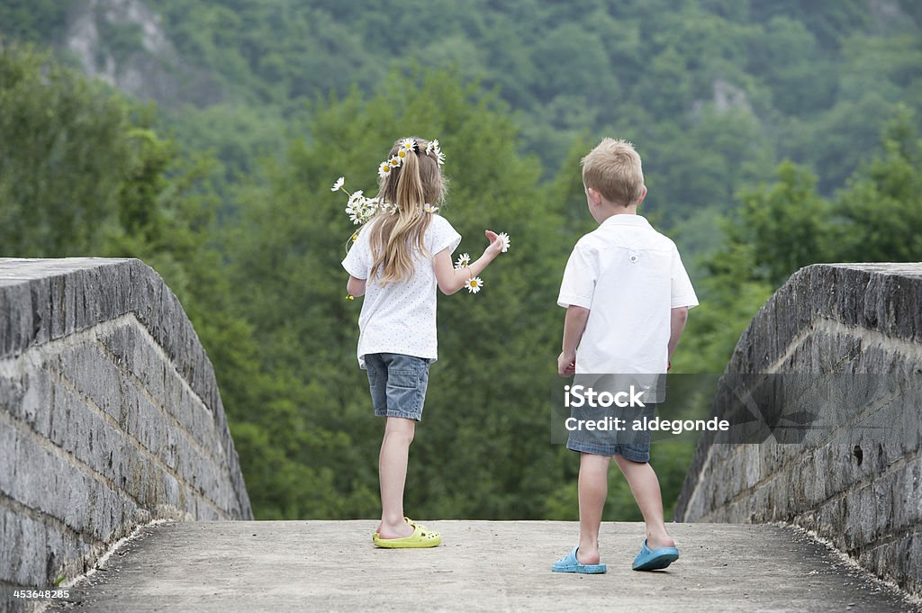 Bambina con daisies tra i capelli - Foto stock royalty-free di Albero