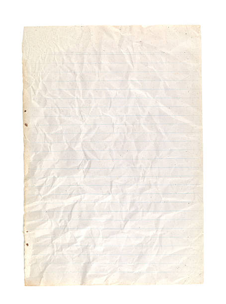 istock Old page of crumpled paper notebook on white background 453648913