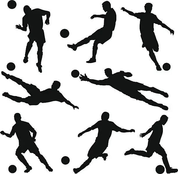 Vector illustration of Soccer Players Silhouettes