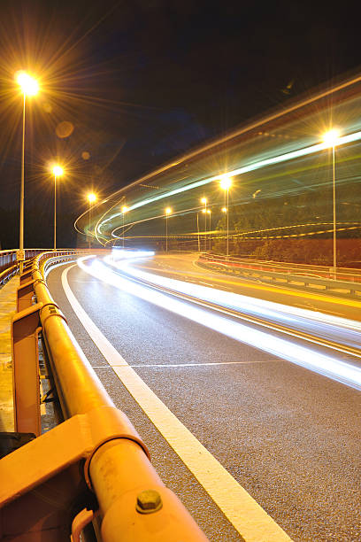istock Night time shot with bus lights 453650425