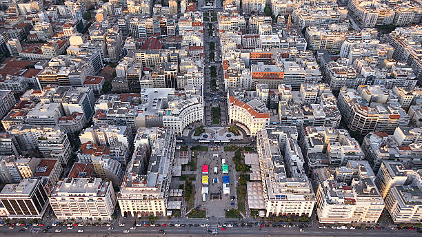 istock Aerial panoramic view of Thessaloniki shortly before sunset, Gre 453652693
