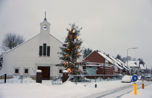 Church in winter setting