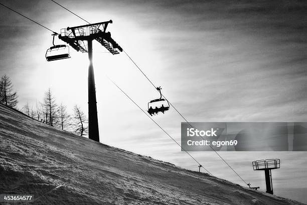 Chair Lift Stock Photo - Download Image Now - Black And White, Bright, Cold Temperature