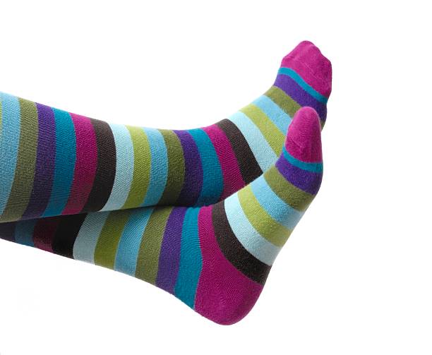 dei piedi al calduccio - sock wool multi colored isolated foto e immagini stock