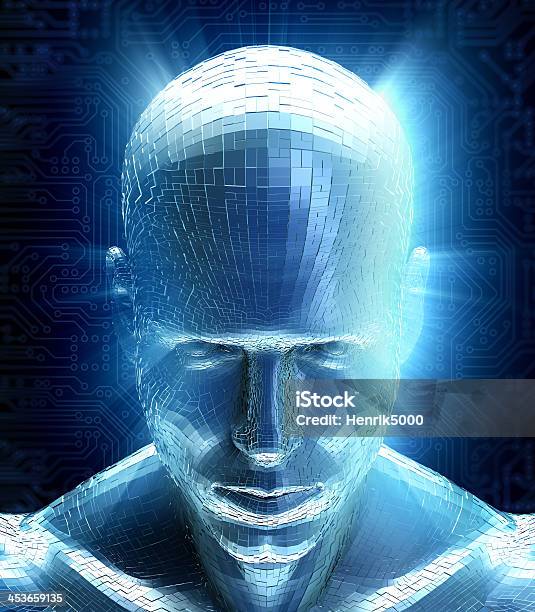 Człowiek Z Hitech Cyber Theme - zdjęcia stockowe i więcej obrazów Obwód drukowany - Obwód drukowany, Technologia, Błyszczący