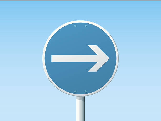 ilustrações de stock, clip art, desenhos animados e ícones de virar à direita alemão sinal de estrada azul - turning right