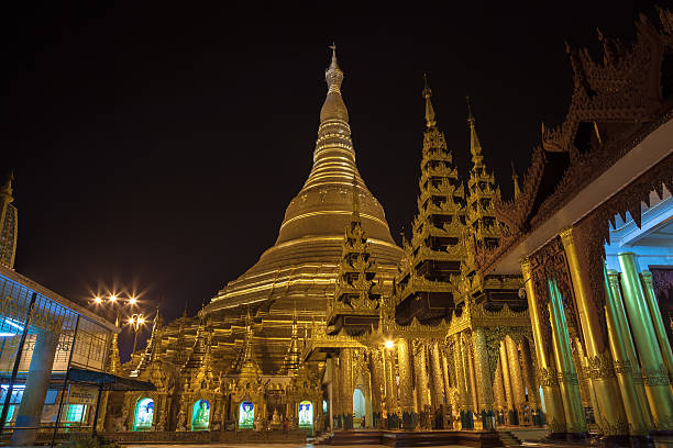 istock Shwedagon pagoda in Yangon, Burma (Myanmar) at night 453681971