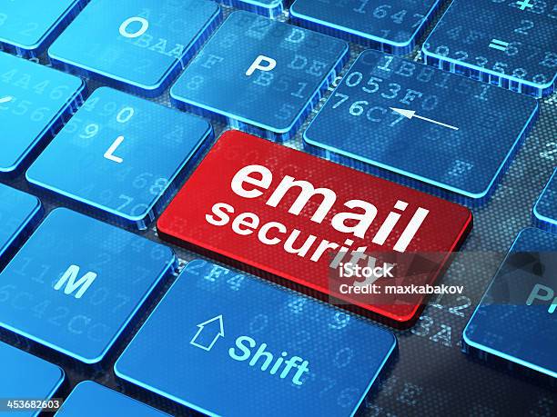 Email Security On Computer Keyboard Background Stock Photo - Download Image Now - E-Mail, Security, Encryption
