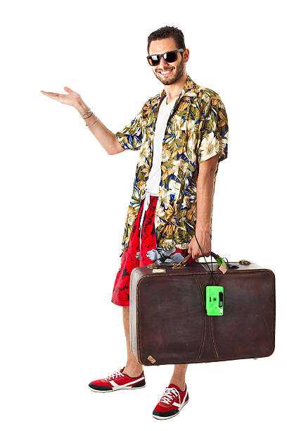 się fly with me - travel suitcase hawaiian shirt people traveling zdjęcia i obrazy z banku zdjęć