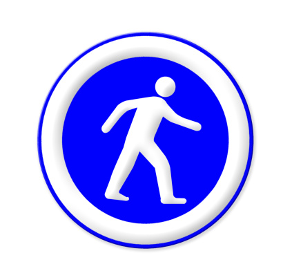 crosswalk sign with a man walking  , Part of a series.