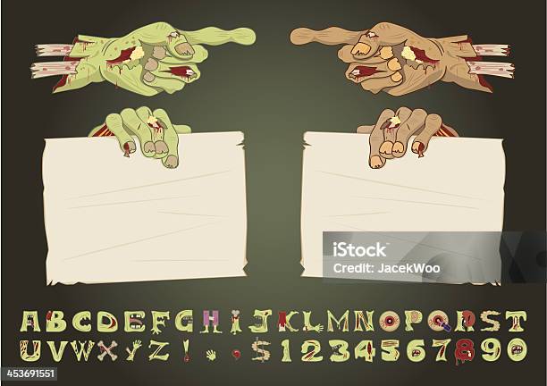 Zombie As Mãos - Arte vetorial de stock e mais imagens de Dia das Bruxas - Dia das Bruxas, Papel, Texto datilografado