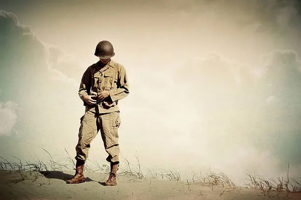 Photo of Lonely WWII Soldier Portrait - Dreaming of Home