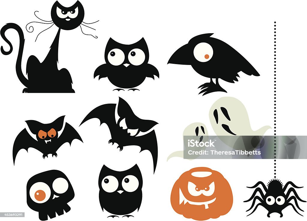 A number of Halloween cartoon characters A set of cute Halloween creatures. See below for more Halloween and animal images Halloween stock vector