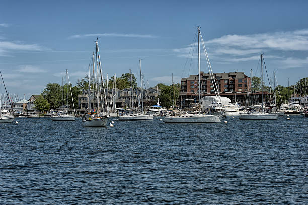 istock Marina in harbor view on waterway 453694283