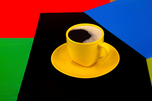 Design for advertising, Yellow cup with black cofee