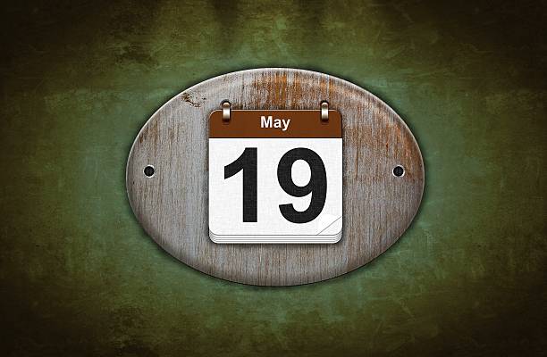 istock Old wooden calendar with May 19. 453724979
