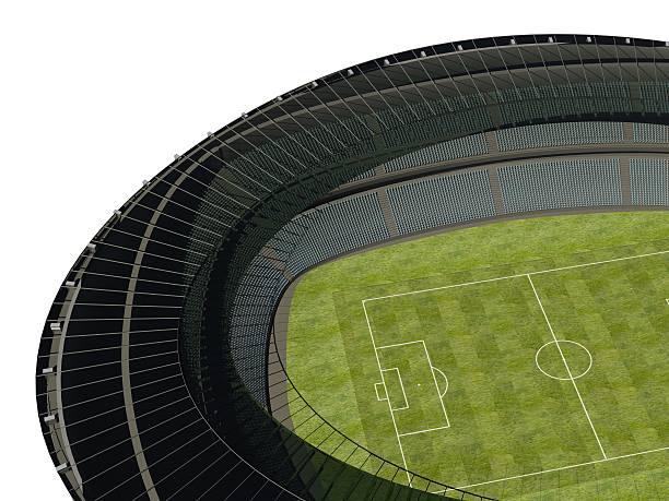 istock . Stadium with Soccer Field on dark background 453727873