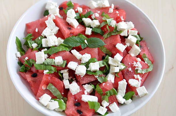 istock Watermelon Salad with feta, basil and mint 453733279