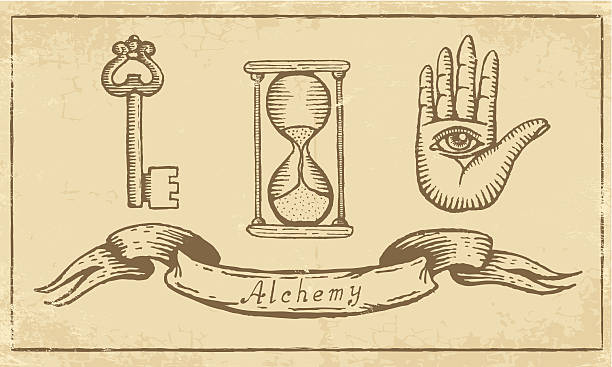 illustrations, cliparts, dessins animés et icônes de alchemical symboles - sand clock human hand hourglass