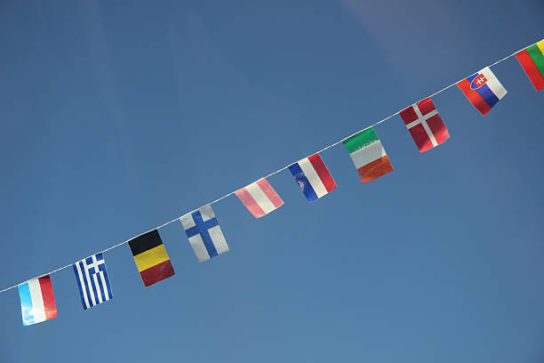 istock European flags in a clear blue sky 453735439