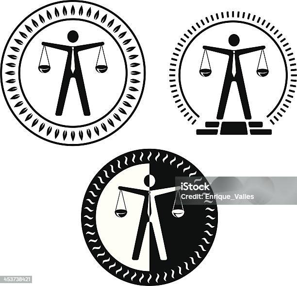 Ilustración de Hombre De Justicia y más Vectores Libres de Derechos de Abogado - Abogado, Adulto, Balanzas de la Justicia