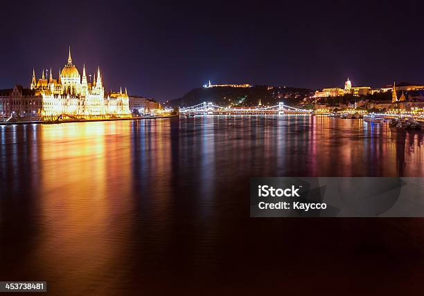 Hungarian Parliament Building As Seen From Margit Hid At Night Stock Photo - Download Image Now