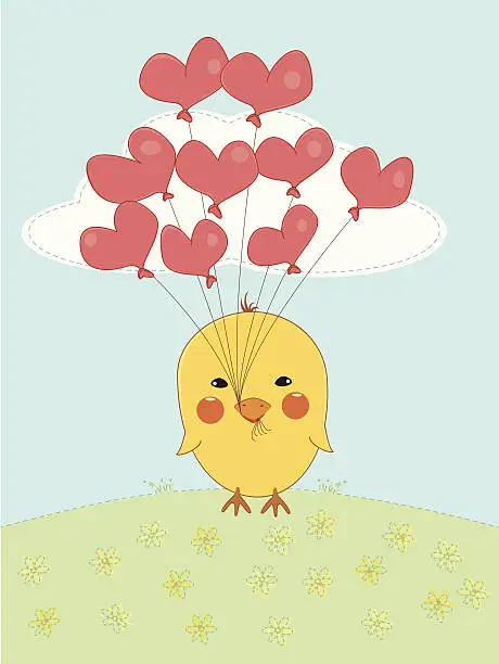 Vector illustration of Chicken in Love