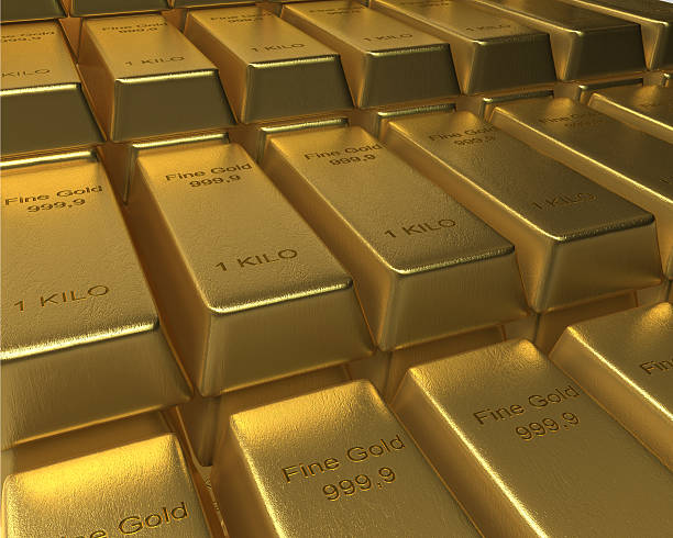 istock Rows of Stacked Gold Bars 453742515