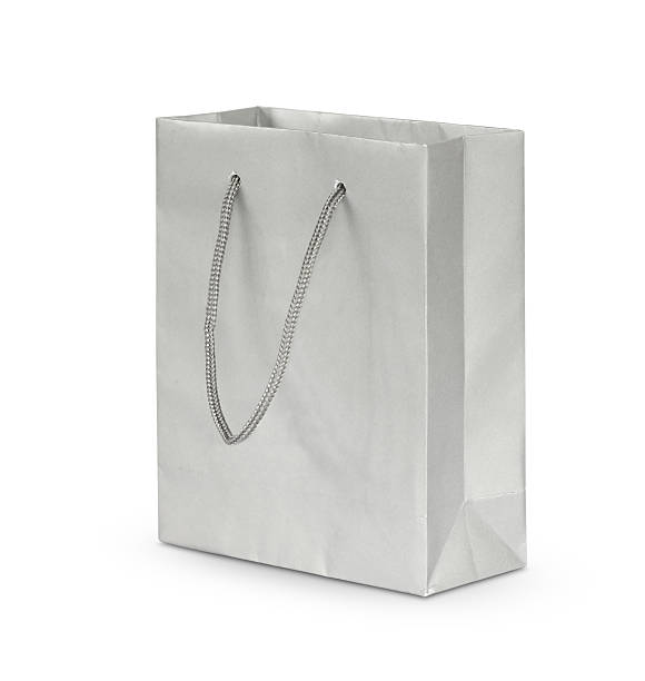 istock Blank gray paper bag isolated on white background 453749865