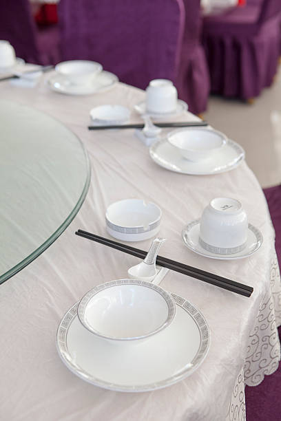 istock Soup Bowls arranged on a Chinese Restaurant 453759227