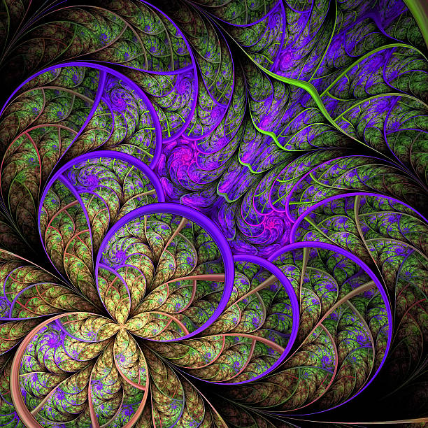 istock Beautiful fractal flower in green and purple. 453759377