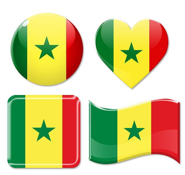 senegal bandeiras & conjunto de ícones - drapeau du sénégal imagens e fotografias de stock