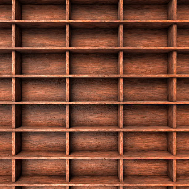 istock Wood shelves slots 453768197
