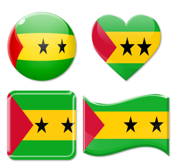 Sao Tome and Principe Flags & Icon Set Isolated on White