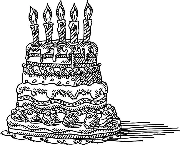 Vector illustration of Huge Birthday Cake Candles Drawing