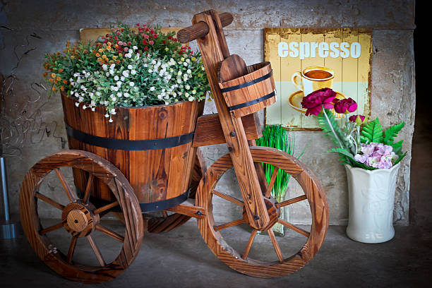 istock Artificial flowers and antique tricycle for decoration 453772405