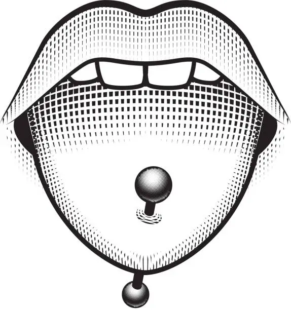 Vector illustration of Tongue Piercing Stud