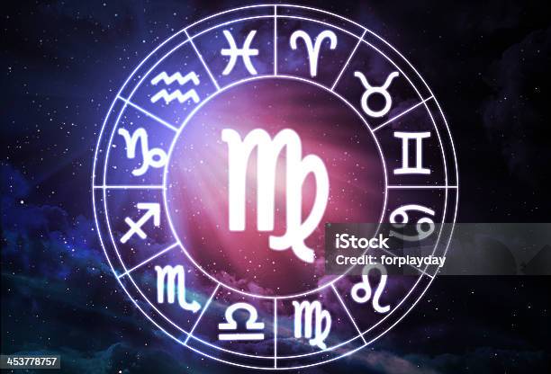 Virgo Horoscope Circle On Beautiful Space Background Stock Illustration - Download Image Now