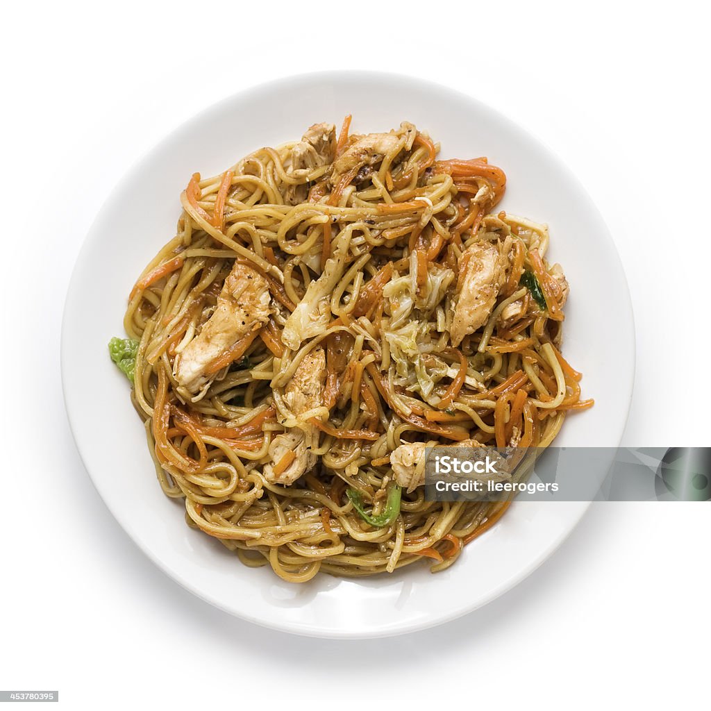 Chicken Chow Mein Chicken Chow Mein on a white background. Chinese Food Stock Photo