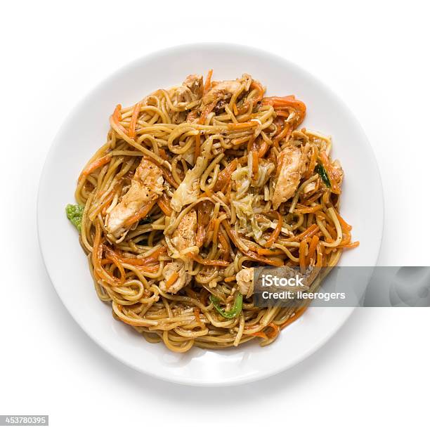 Chicken Chow Mein Stock Photo - Download Image Now - Chinese Food, White Background, Chow Mein
