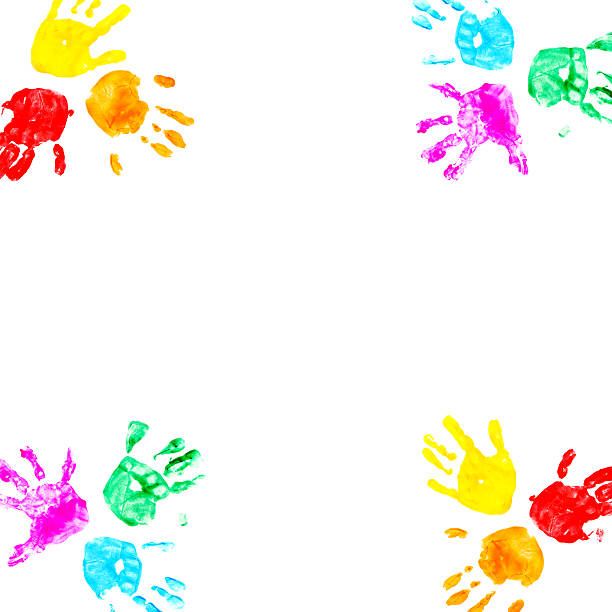 istock Hand prints of child isolated on a white 453781655