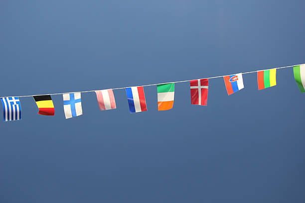 istock European flags in a clear blue sky 453788615